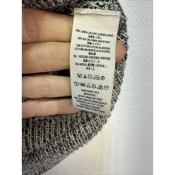 Free People Womens Oversize Knit Sweater Small Black Gray Linen Blend - Picture 10 of 12